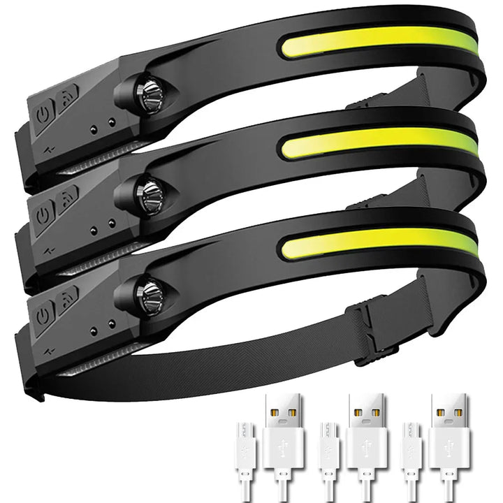 SmartGearPros USB Rechargeable LED Headlamp – Waterproof Sensor Flashlight for Camping & Fishing