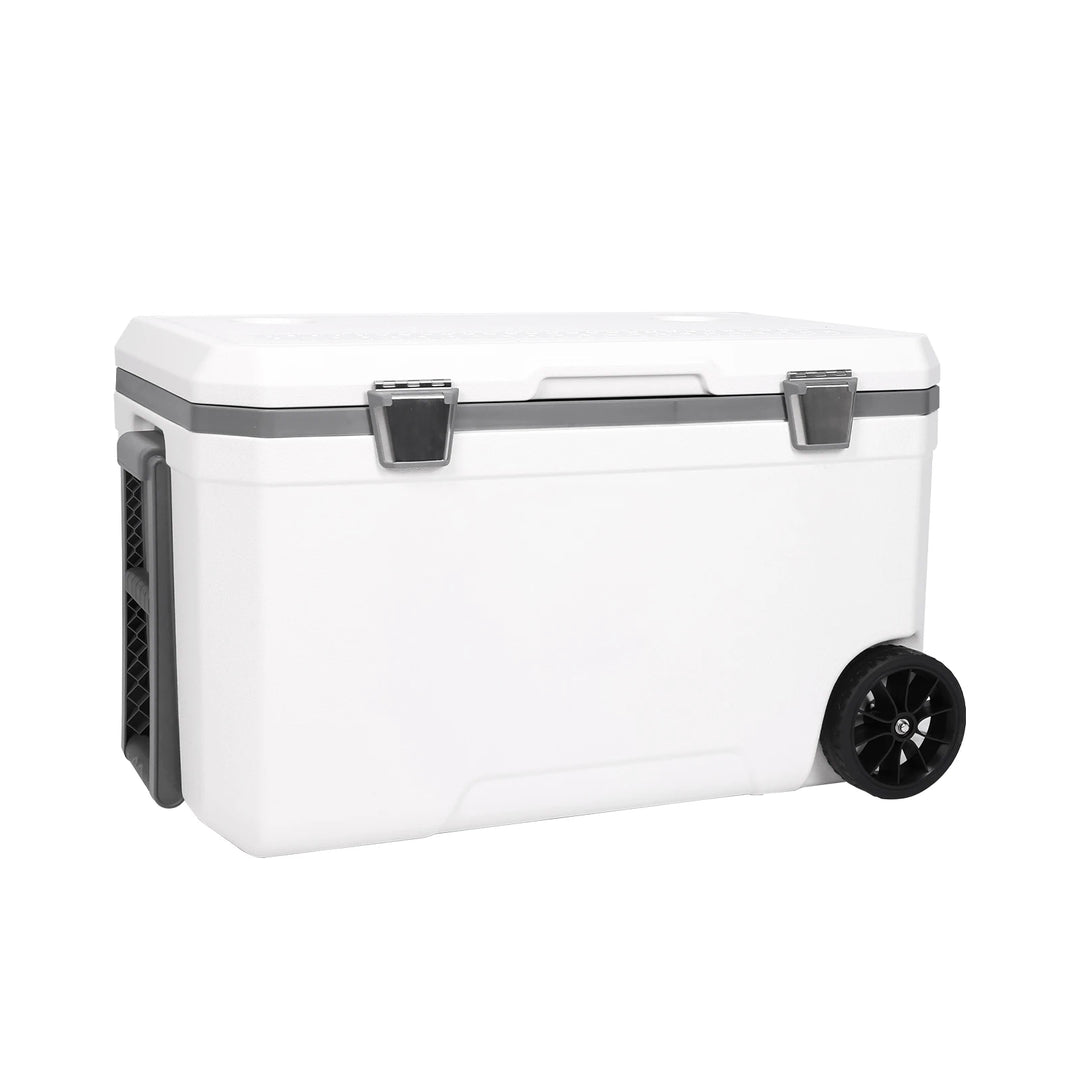 SmartGearPros 70L Wheeled Cooler - 30% Lighter Than Rotomolded Camping Cooler with Handle for Beach Fishing