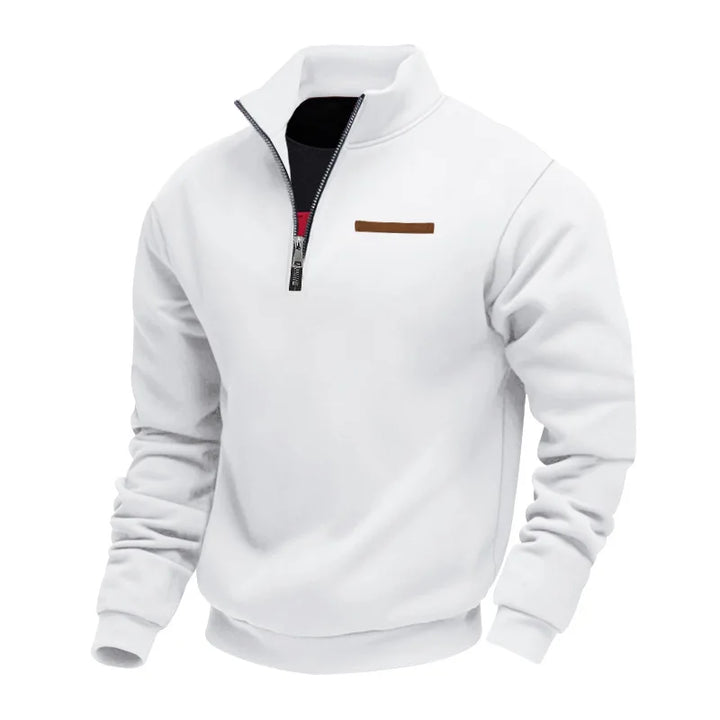 Men's Heavy Fleece Sweater - Half-Zip Stand Collar Pullover