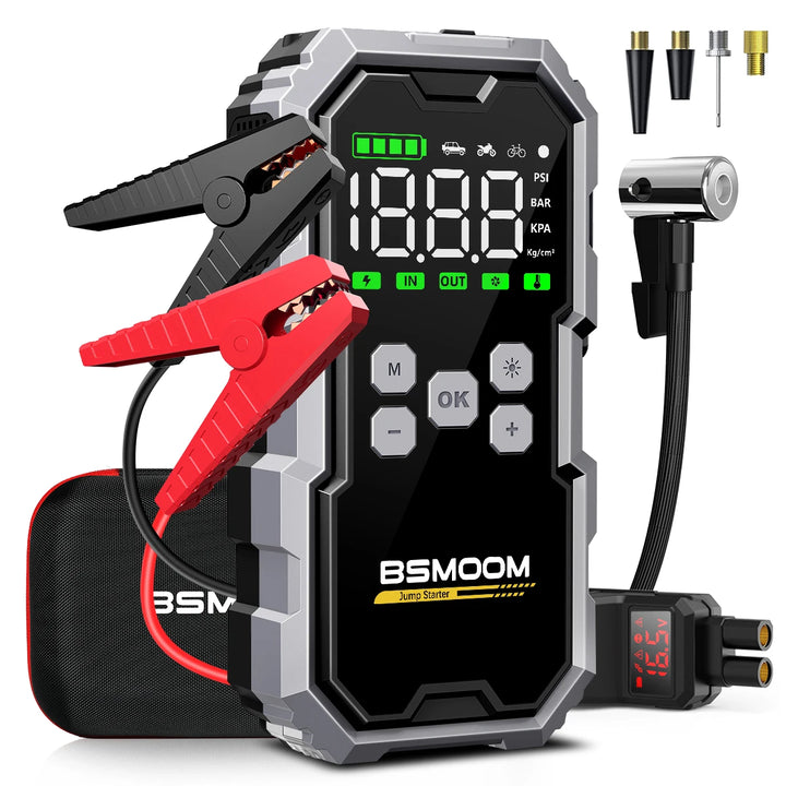 SmartGearPros Car Jump Starter with Air Compressor – 7000A Peak, 150 PSI, Power Bank & Emergency Flashlight