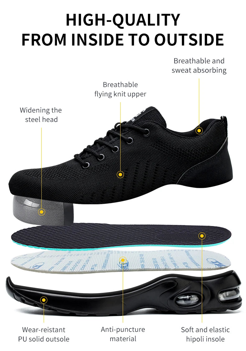 TANRDON Steel Toe Safety Boots – Indestructible Work Sneakers for Men