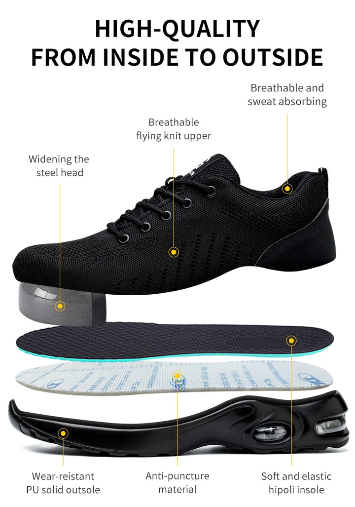 TANRDON Steel Toe Safety Boots – Indestructible Work Sneakers for Men