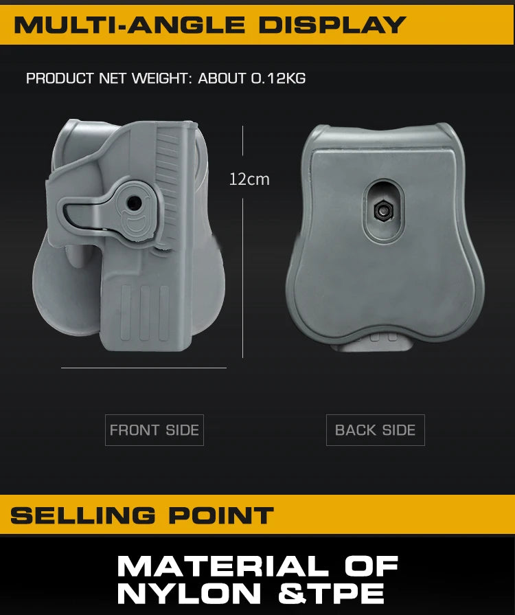 SmartGearPros Tactical Gun Holster for Glock 17/19 - Quick Locking Belt Pistol Holster