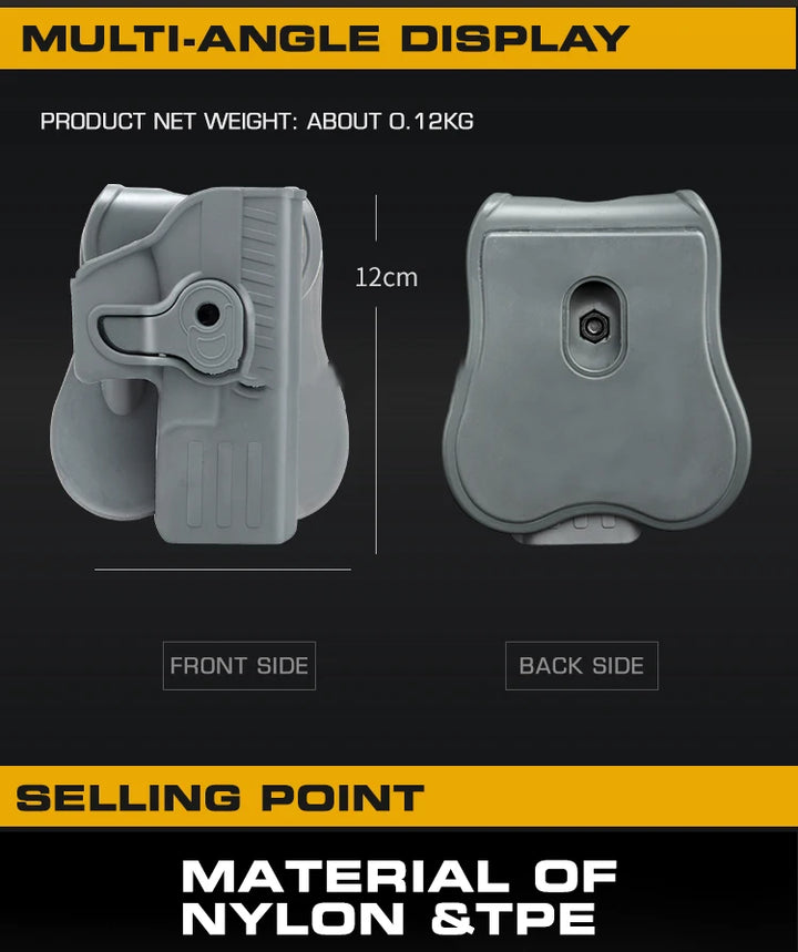 SmartGearPros Tactical Gun Holster for Glock 17/19 - Quick Locking Belt Pistol Holster