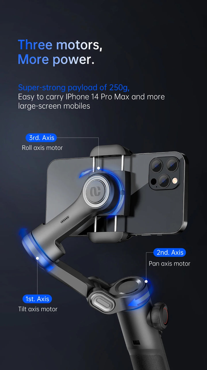 SmartGearPros AOCHUAN 3-Axis Gimbal – Handheld Smartphone Stabilizer with Smart Tracking & Anti-Shake Video Control