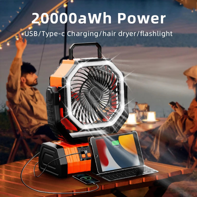 SmartGearPros 20000mAh Rechargeable Fan – Portable Cooling Power for Camping, Garage & Emergency Use