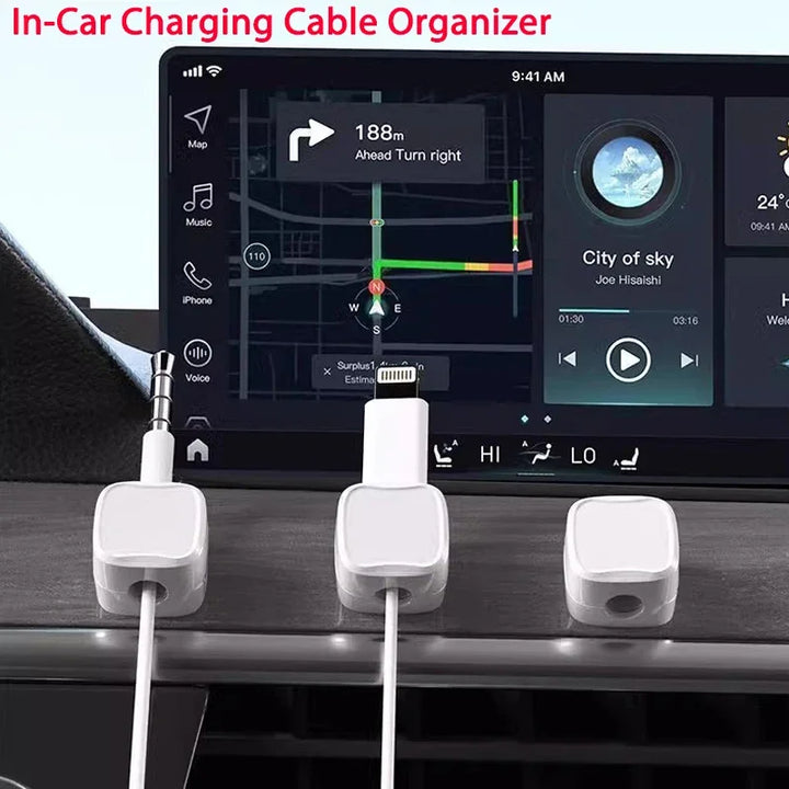 SmartGearPros Magnetic Cable Clip – Adhesive Cord Organizer with Snap-On Holders for Desk, Car & Wall Use