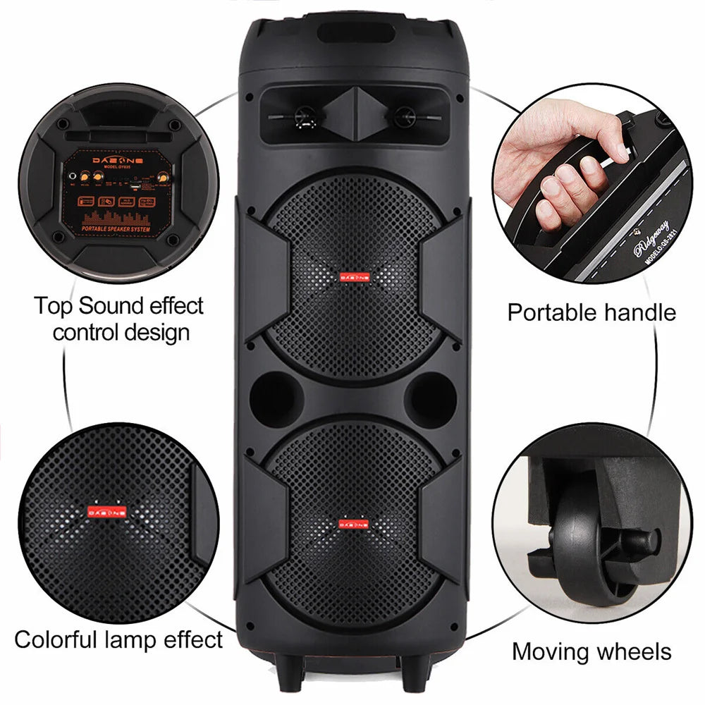 SmartGearPros 6000W Bluetooth Speaker – Portable Subwoofer with Deep Bass, LED Lights & Mic Support