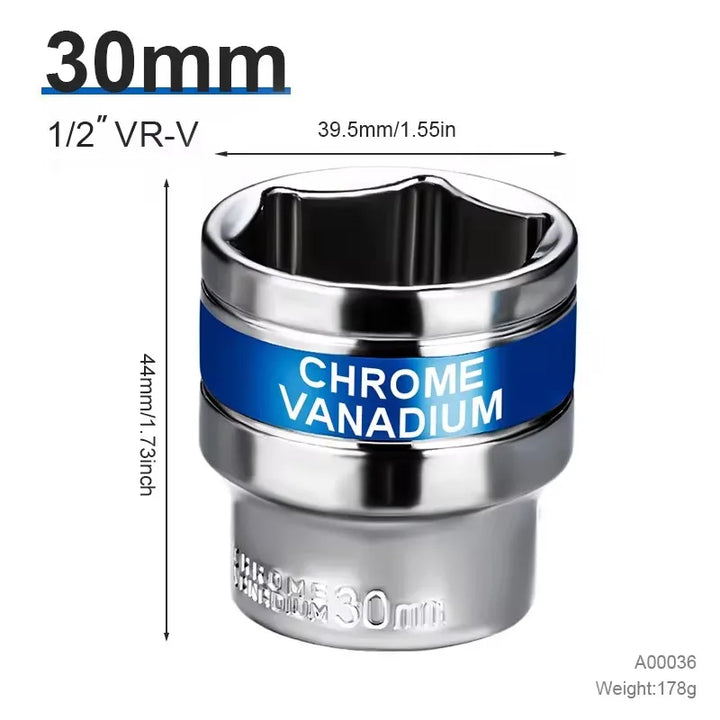 NIUXIANG 1/2" Drive Deep Impact Socket – Metric Chromium-Vanadium Steel