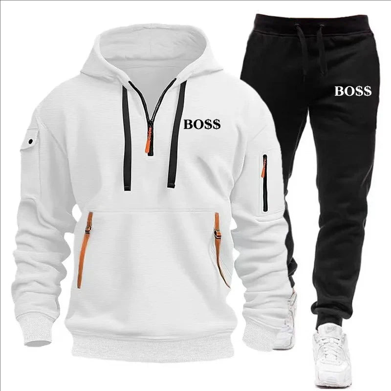 SmartGearPros Winter Tracksuit Set – Thick Zipper Hoodie + Joggers for Men’s Cold Weather Comfort