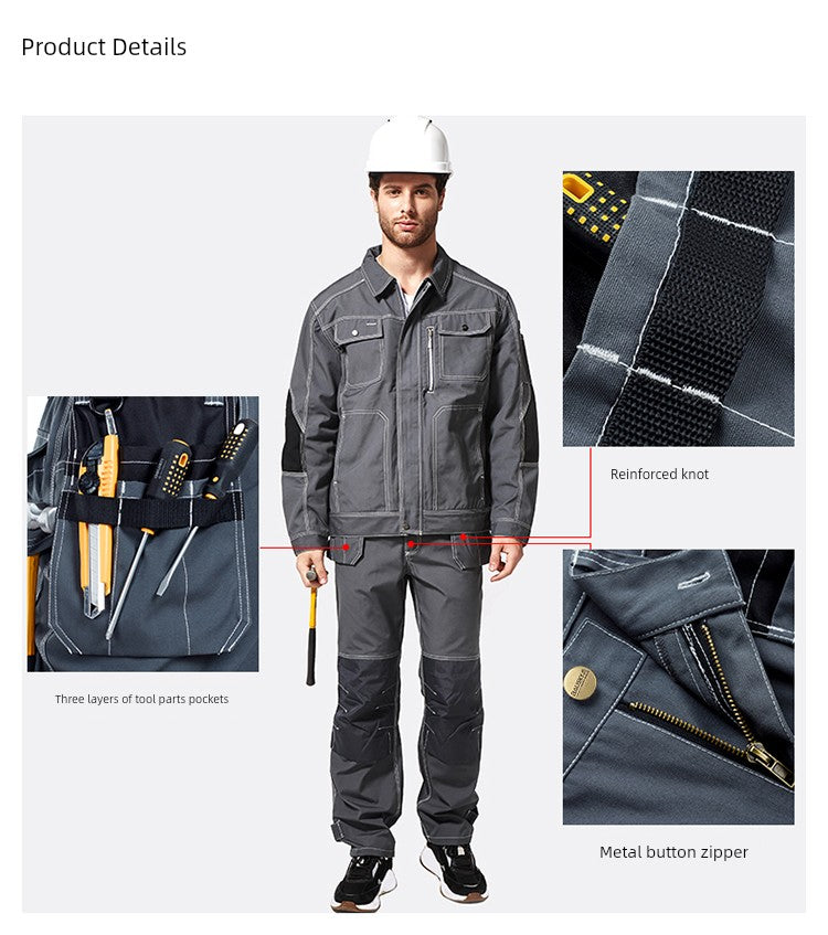 Swedish Baoshiji B129 Kneecap Protection Parka Wear Resistant Wear Resistant Labor Protection Solid Maintenance Ship Work Clothes Work Pants product image showing features or usage