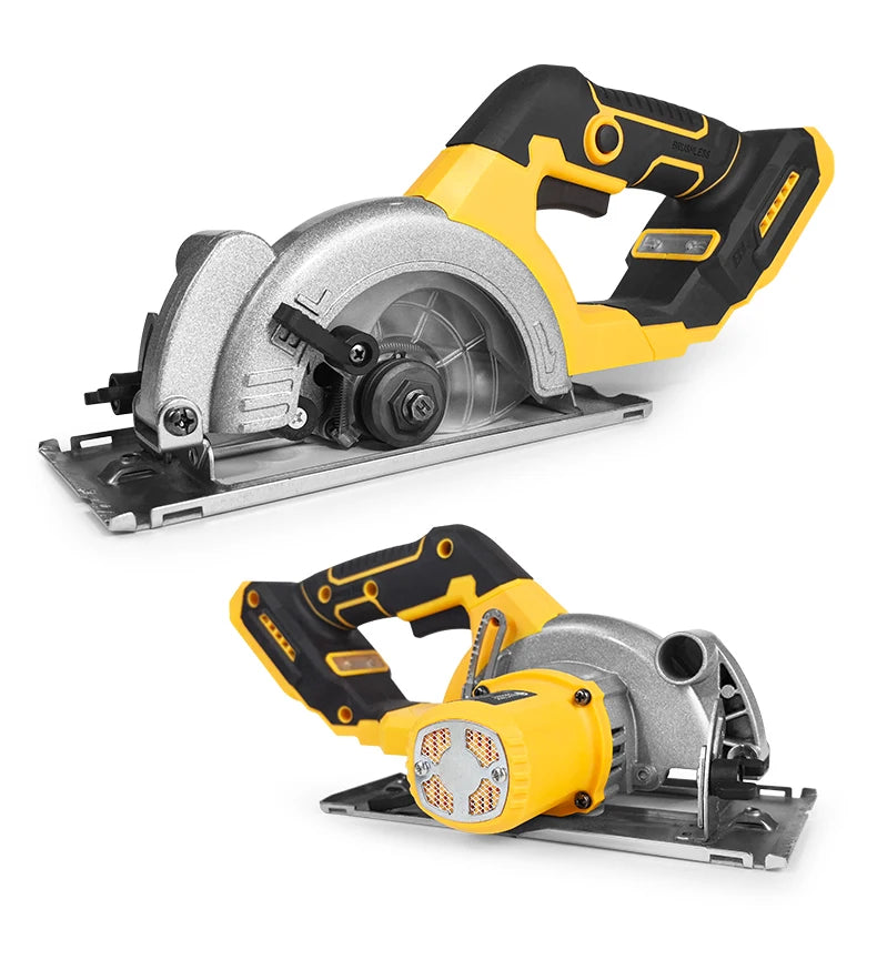 5 Inch Brushless Circular Saw Cordless Rechargeable Chainsaw Battery Set Woodworking One Hand Chainsaw For Dewalt 20V Battery product image showing features or usage