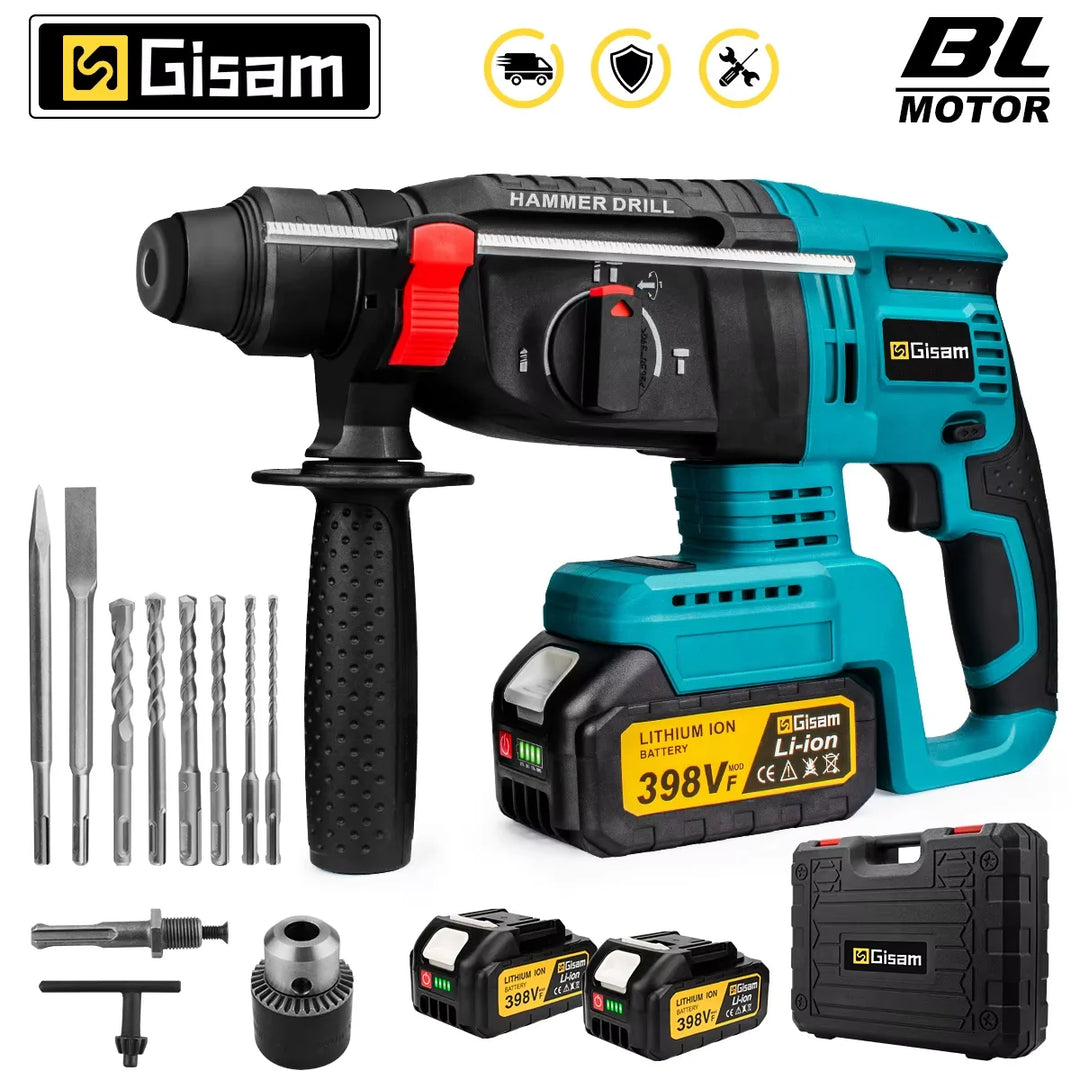 26Mm Brushless Electric Hammer Drill Multifunctional Rotary Hammer Cordless Impact Hammer Power Tools For Makita 18V Battery product image showing features or usage