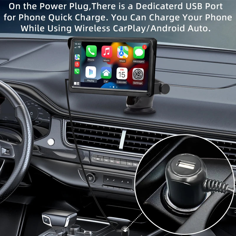 SmartGearPros SmartGearPros 7-Inch Car Radio Multimedia Player – Wireless CarPlay & Android Auto | Touchscreen with Bluetooth, Mirror Link, & Adjustable Mount