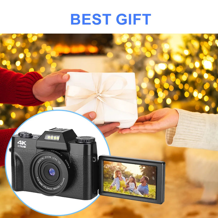 SmartGearPros 4K Digital Camera – 48MP, 16X Zoom & 3'' Flip Screen for Vlogging & Photography