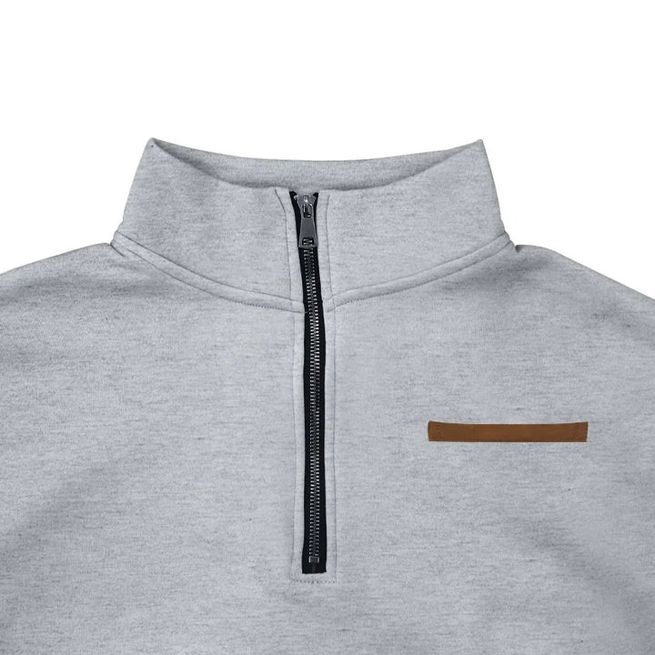 Men's Heavy Fleece Sweater - Half-Zip Stand Collar Pullover