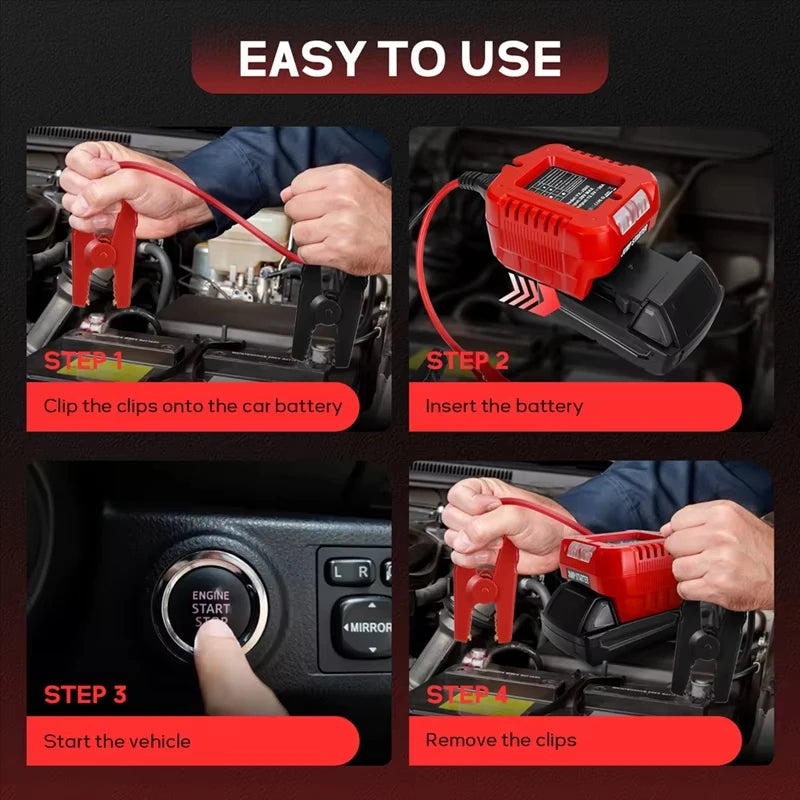Step-by-step guide on using a car jump starter with clear instructions.