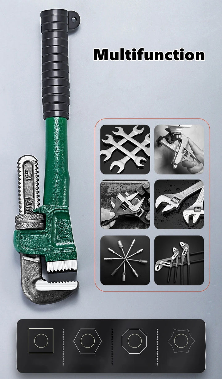 SmartGearPros Carbon Steel Pipe Wrench - 10/12/14/18 Inch Heavy Duty Universal Adjustable Plumbing Hand Wrench Industrial