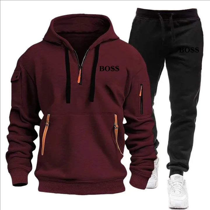 SmartGearPros Winter Tracksuit Set – Thick Zipper Hoodie + Joggers for Men’s Cold Weather Comfort
