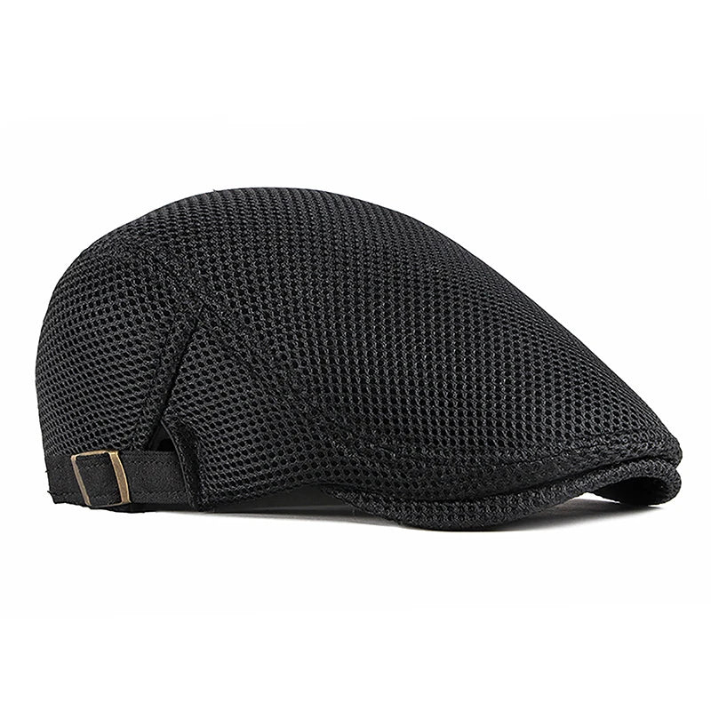 1Pc Mens Casual Hat Berets Caps For Spring Summer Autumn Flat Cap Breathable Mesh Cap Flat Peaked Beret Hats Golf Hat product image showing features or usage