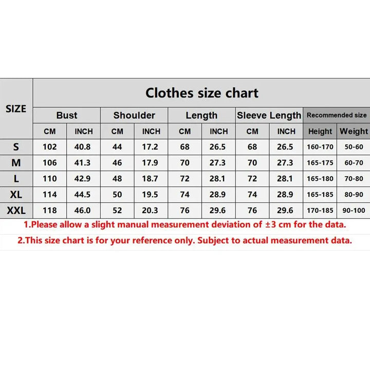 Clothes size chart for SmartGearPros men's breathable polyester polo shirt, including measurements for sizes S to XXL.
