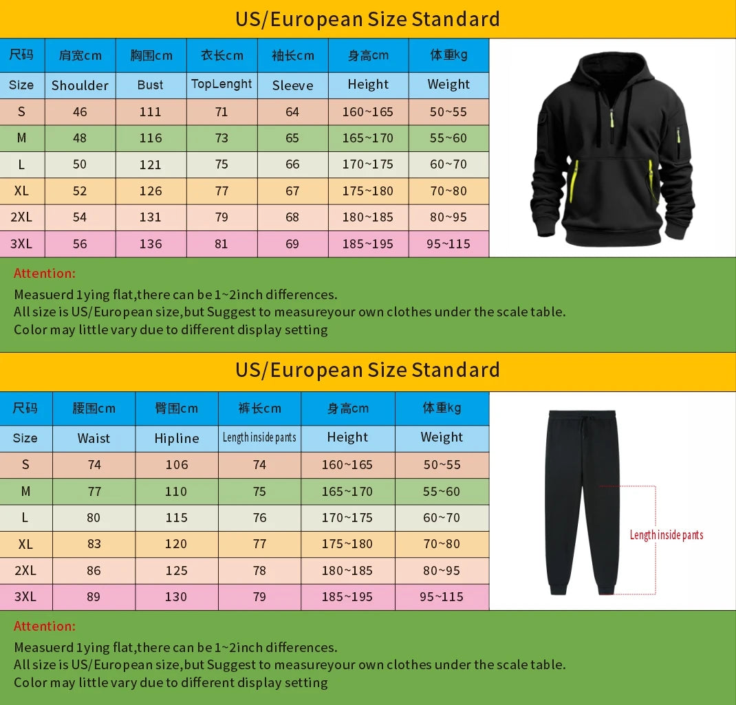 SmartGearPros Winter Tracksuit Set – Thick Zipper Hoodie + Joggers for Men’s Cold Weather Comfort