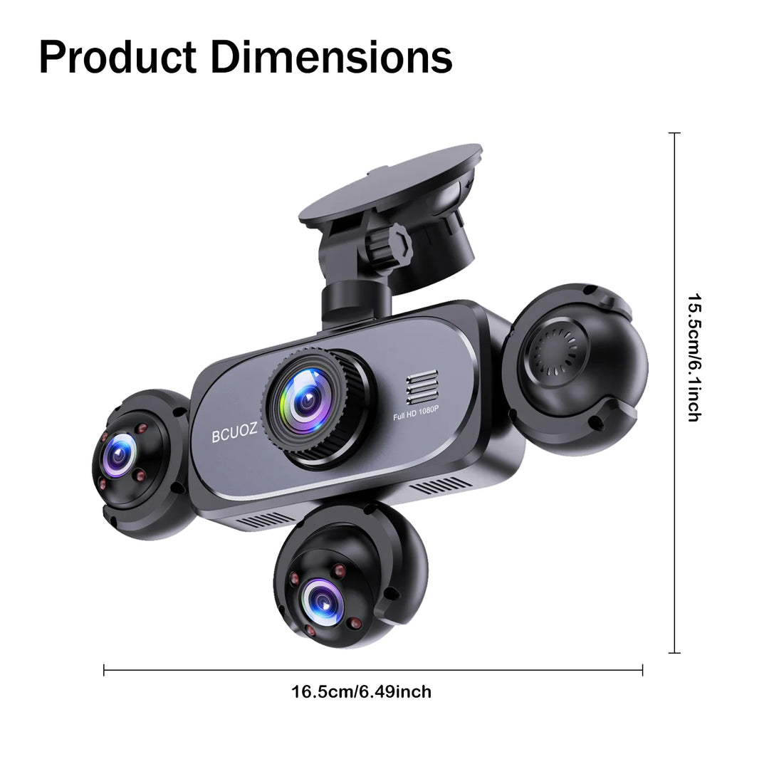 BCUOZ Multi-Camera Dash Cam – 1080P Front/720P Auxiliary