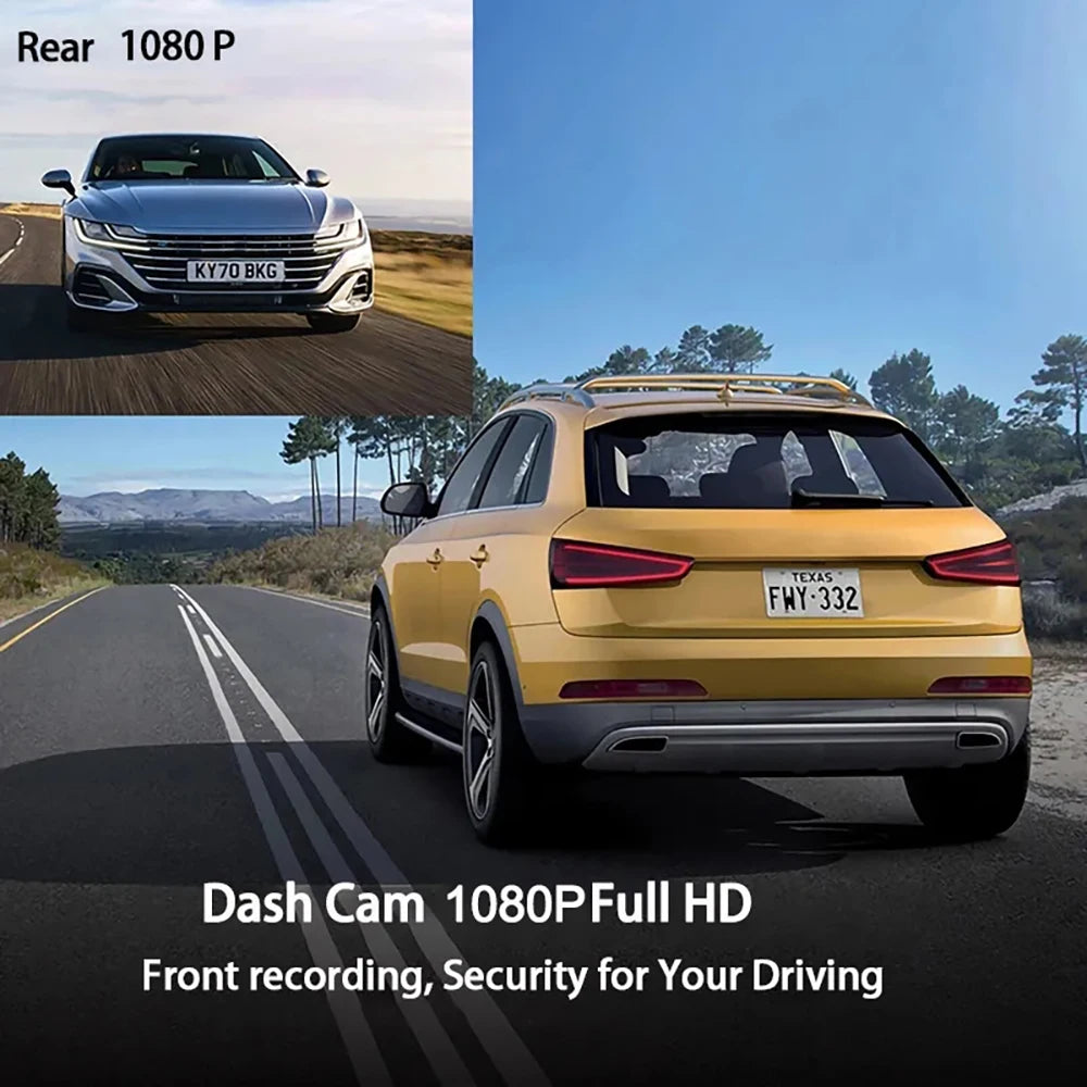 1080P Front & Rear Dash Cam – 4-inch Touchscreen