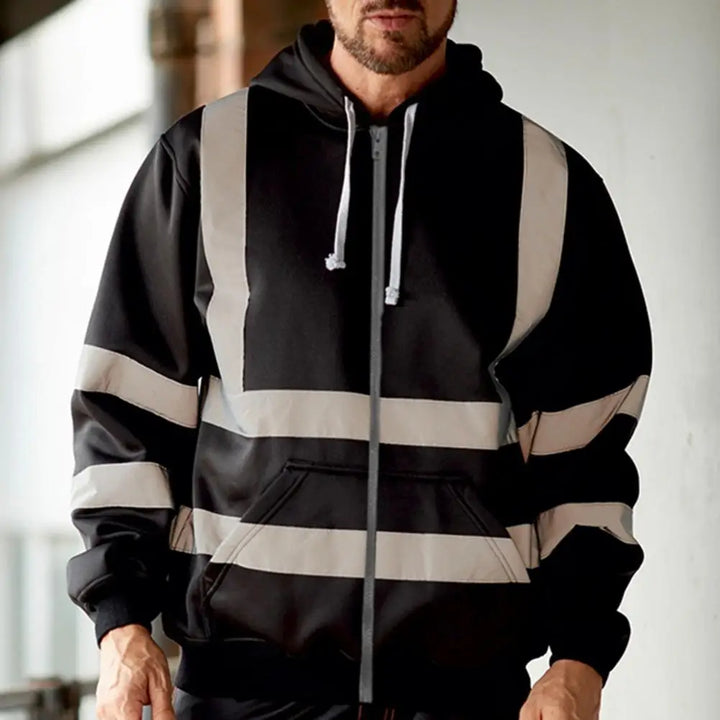 SmartGearPros Reflective Strip Hoodie – High-Vis Pullover for Work, Street Style & Night Safety