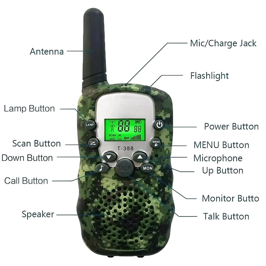 SmartGearPros Kids Walkie Talkies T388 - Portable 2 Way Radios 3-5km Range for Children Outdoor Camping Safety Gift
