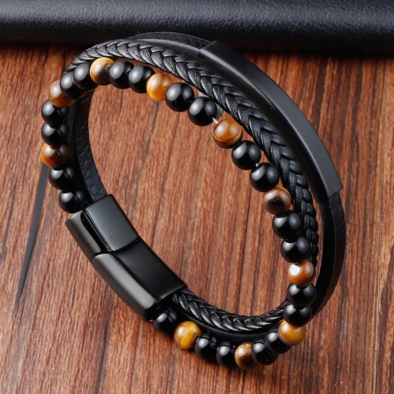 SmartGearPros Men's Rope Bracelet – Stainless Steel Charm Wristband for Style, Strength & Gifting
