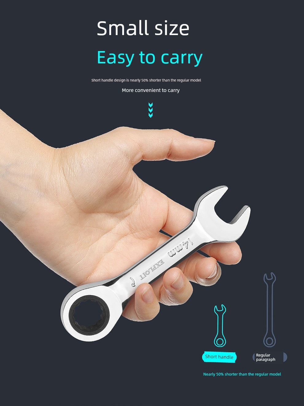 SmartGearPros Short Handle Fast Ratchet Wrench – Dual-Purpose, Labor-Saving, Offset Spanner (10-13mm)