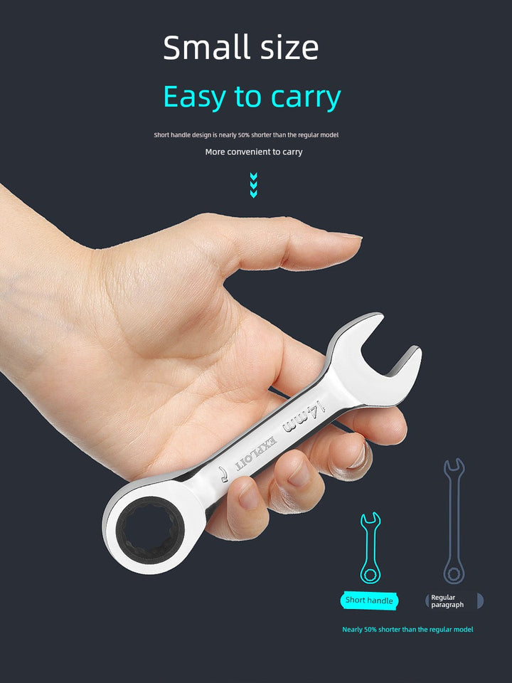 SmartGearPros Short Handle Fast Ratchet Wrench – Dual-Purpose, Labor-Saving, Offset Spanner (10-13mm)