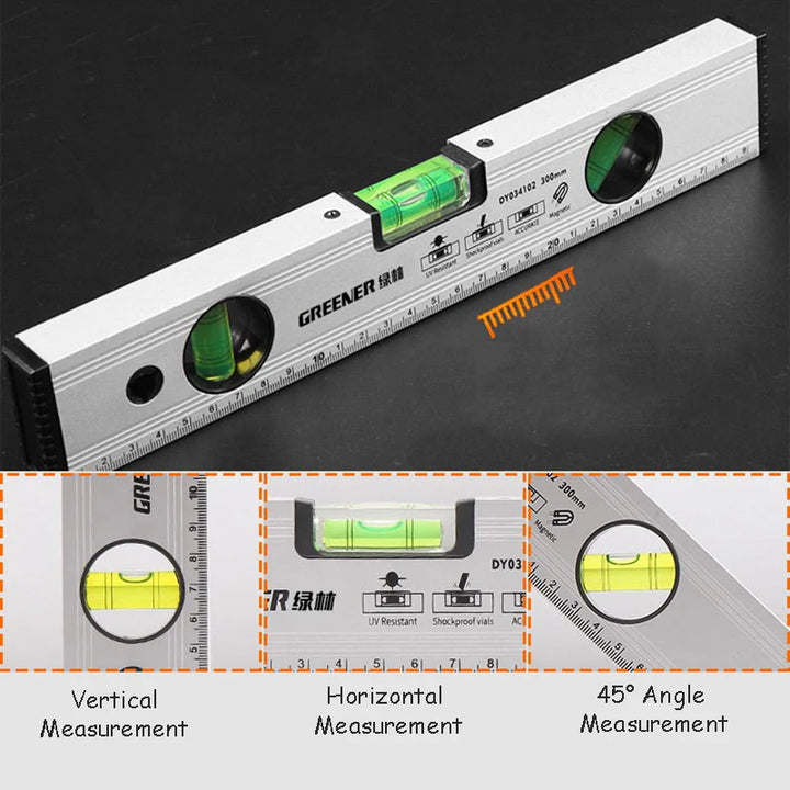 SmartGearPros Magnetic Spirit Level – Precision 300mm–450mm Ruler with Bubble Vials for Accurate Measuring