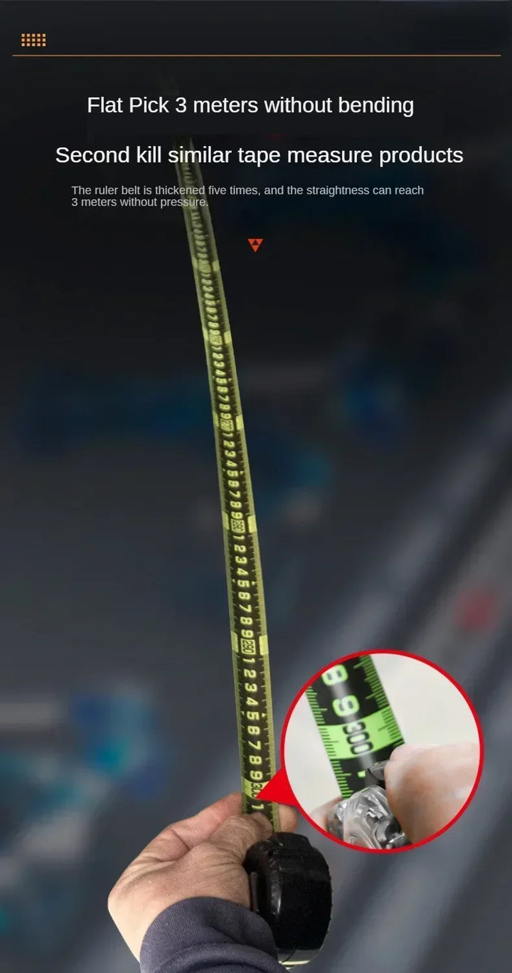 SmartGearPros Self-Locking Metric Measuring Tape – High Precision, Wear-Resistant, Fluorescent Steel Ruler (3M/5M/10M)