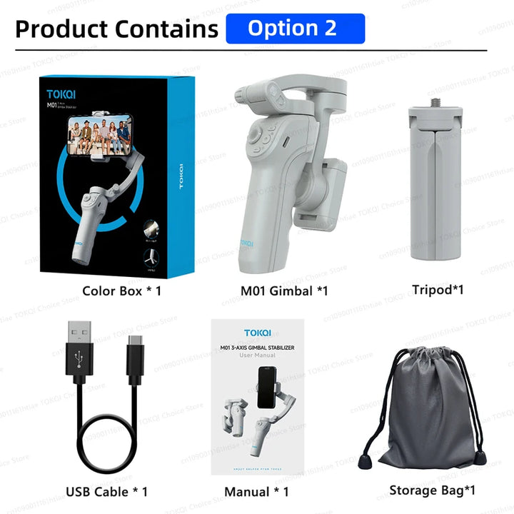 SmartGearPros 3-Axis Smartphone Gimbal – TOKQI M01 Handheld Stabilizer with Anti-Shake Tech & Add-On Options