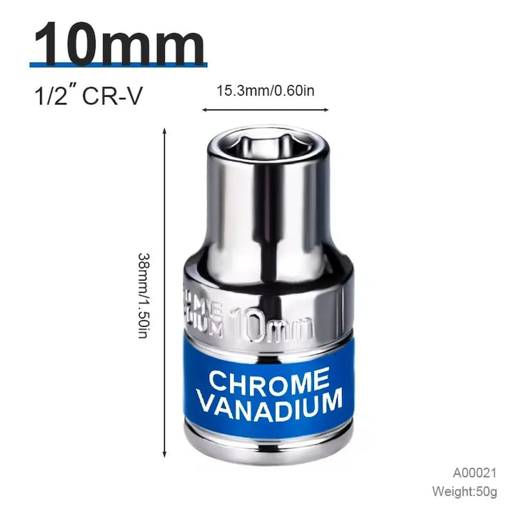 NIUXIANG 1/2" Drive Deep Impact Socket – Metric Chromium-Vanadium Steel