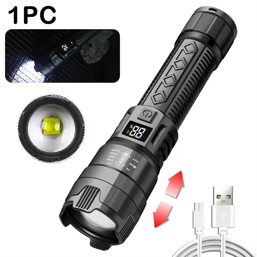 SmartGearPros 1,600,000 LM Super Bright Flashlight – USB Rechargeable, Long-Range Tactical Torch for Camping & Emergencies