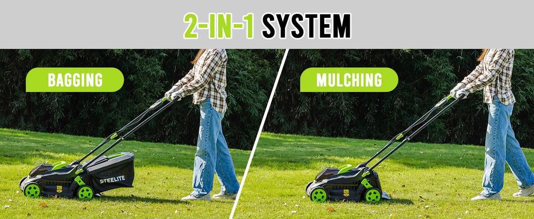 SmartGearPros 13" Electric Lawn Mower – Lightweight 2-in-1 Corded Mower with Grass Catcher