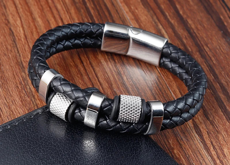 SmartGearPros Men's Rope Bracelet – Stainless Steel Charm Wristband for Style, Strength & Gifting