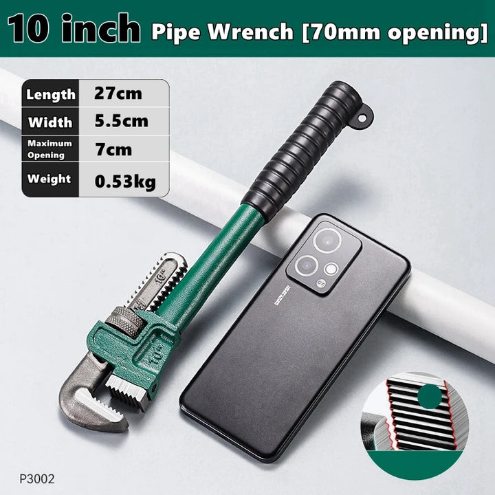 SmartGearPros Carbon Steel Pipe Wrench - 10/12/14/18 Inch Heavy Duty Universal Adjustable Plumbing Hand Wrench Industrial