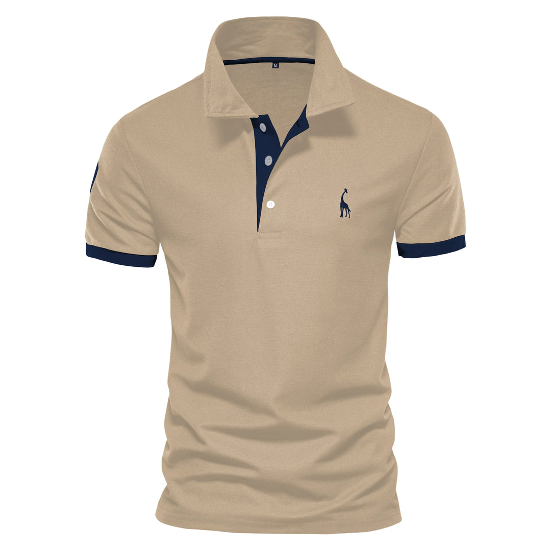 SmartGearPros WildStride Polo – Embroidered Giraffe, Bold Color Blocks & Cool Comfort