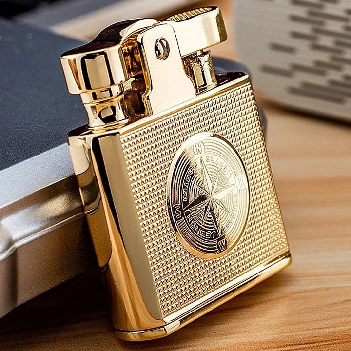 SmartGearPros Retro Brass Cigar Lighter – Windproof Flint Torch with Vintage Style & Refillable Design