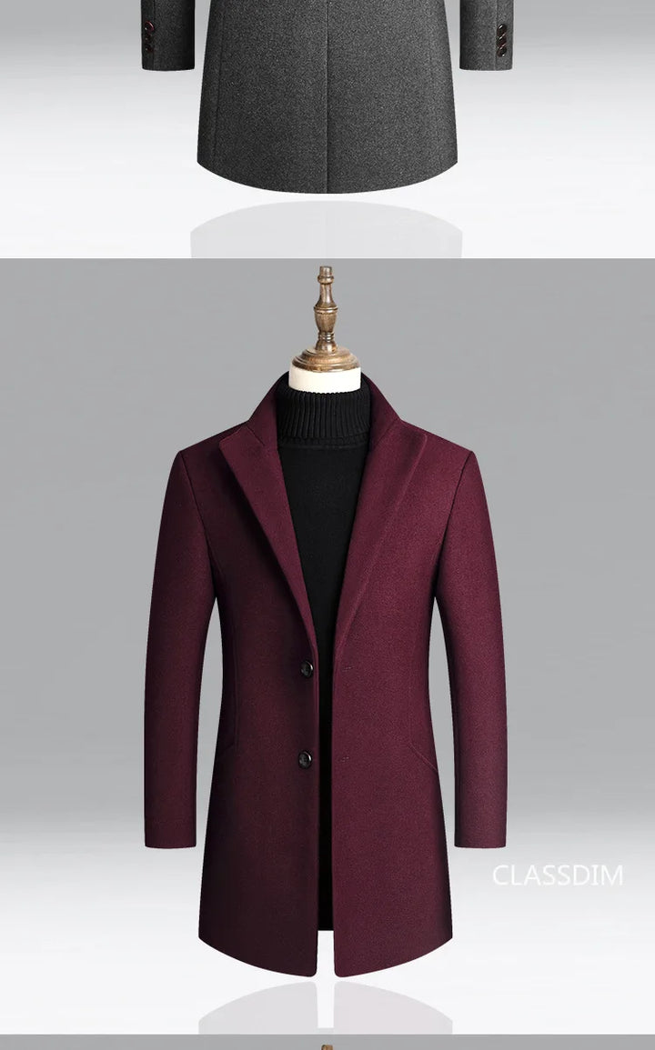 SmartGearPros Men's Winter Cashmere Wool Trench Coat – Slim Fit, Warm & Stylish Business Jacket (4X)