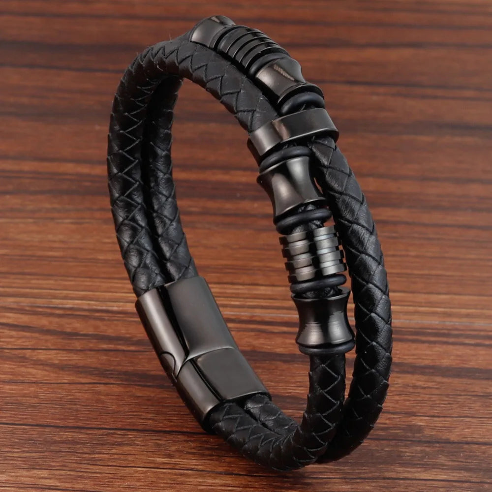 SmartGearPros Men's Rope Bracelet – Stainless Steel Charm Wristband for Style, Strength & Gifting
