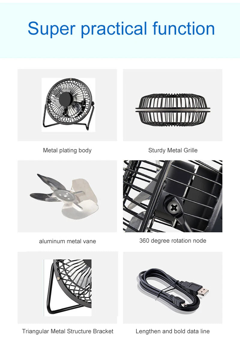 SmartGearPros Mini USB Desk Fan – 4in/6in Portable Metal Cooling Fan for Office, Home & Dorm Use