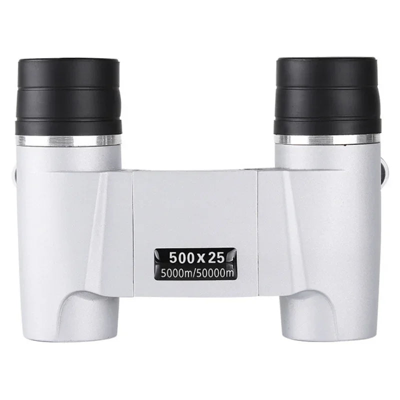 White binoculars with black lenses on a white background