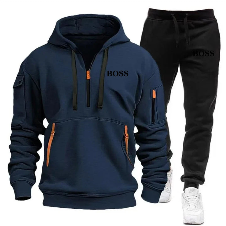 SmartGearPros Winter Tracksuit Set – Thick Zipper Hoodie + Joggers for Men’s Cold Weather Comfort