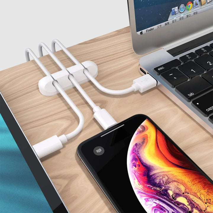 SmartGearPros Silicone USB Cable Organizer – 3/5/7-Hole Cable Winder for Desk, Car, or Wall Mounting