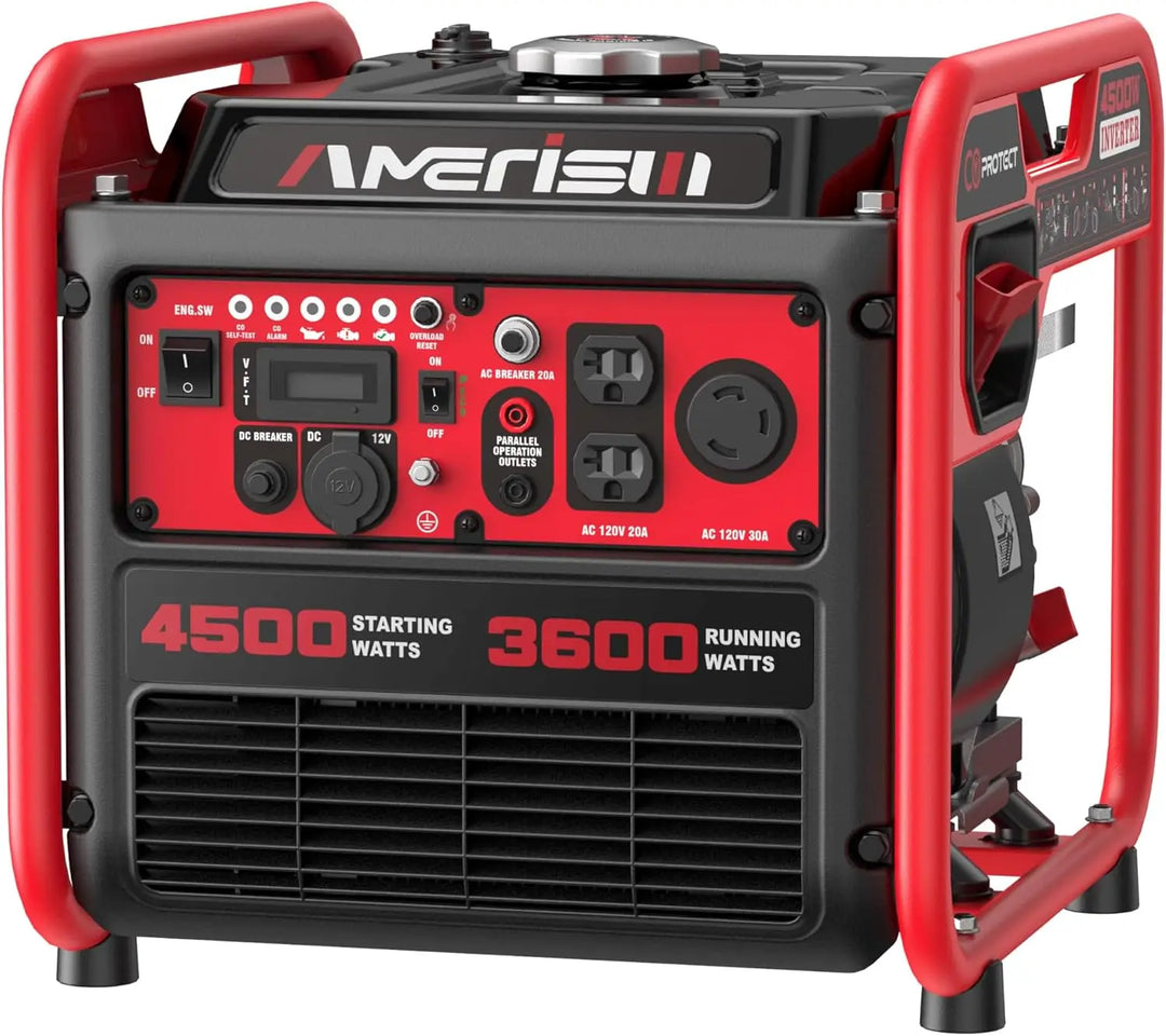 AmeriSun portable generator with red and black design on a white background
